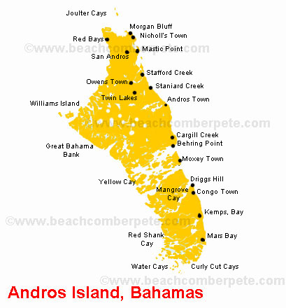 South Andros Island Map Andros Island Bahamas, Map Of Andros Island Bahamas, Andros Island Bahamas  Map, Beachcomber Pete Travel Adventures