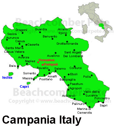 Map of Campania, Italy