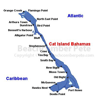 Map of Cat Island Bahamas