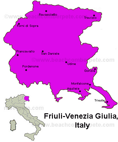 Map of Friuli Venezia Giuli, Italy