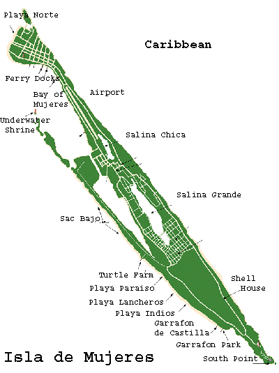 Isla de Mujeres Mexico map