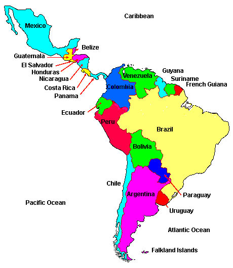 Latin America Map, Map of Latin America, Map of Latin America Countries