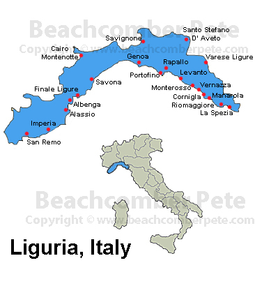 Map of Liguria, Italy