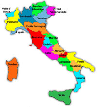 Regions of Italy map