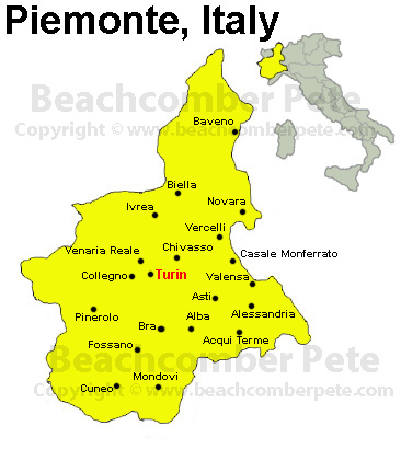 Map of Piedmont, Italy
