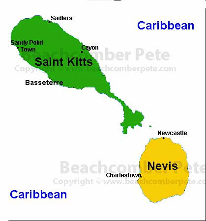 Map of Saint Kitts and Nevis