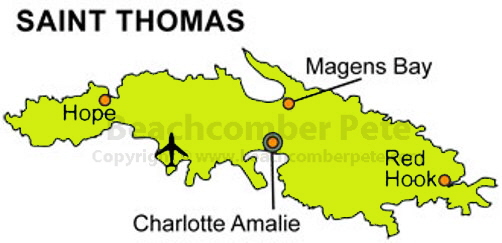 Map of Saint Thomas, United States Virgin Islands