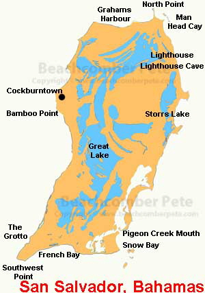 Map of San Salvador Bahamas