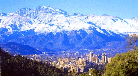 Santiago Chile and Andes Mountains