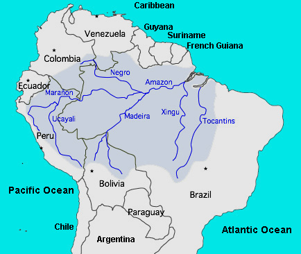 amazon map of south america
