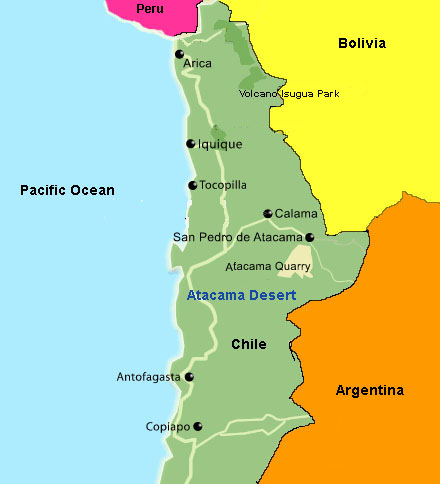 Atacama Desert South AmericMap of Atacama Desert, Atacama Desert of Chile