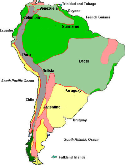 South America Climate Map, Climate of South America