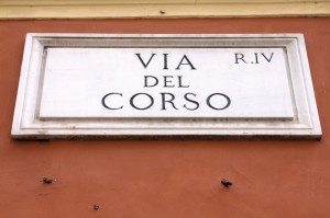 Via Del Corso street sign, Rome Italy