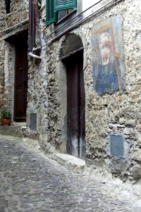 Apricale art on walls, Liguria, Italy