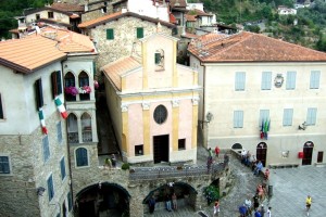 Apricale piazza, Liguria, Italy