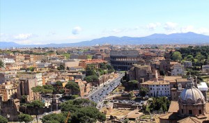 View from the top of Vittorio Emanuele II in Rome