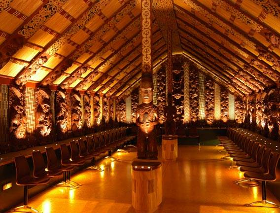 Inside a Marae, Meeting House, New Zealand