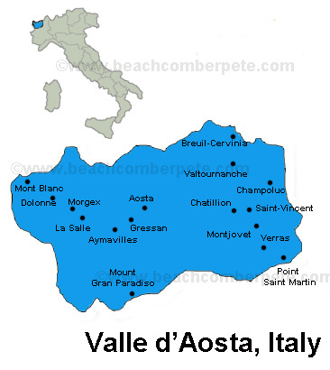 Map of Valle D'Aosta, Italy