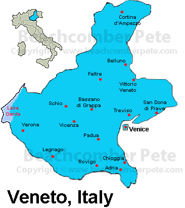 Map of Veneto, Italy